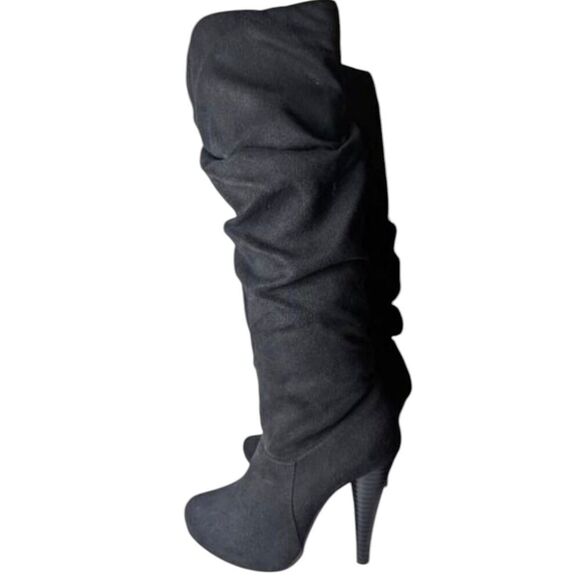 MICHAEL ANTONIO McKay Black Faux Suede Stiletto Heeled Knee High Boot Size 7 - Picture 2 of 7